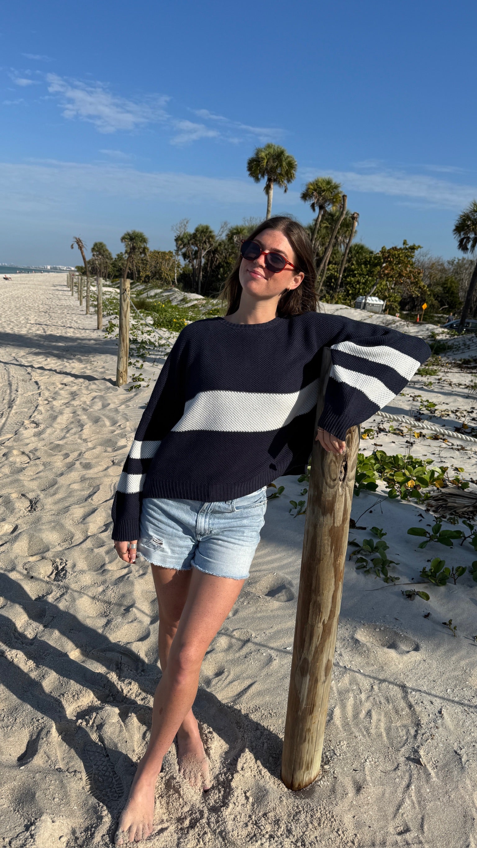 Beachcomber Sweater | Striped White