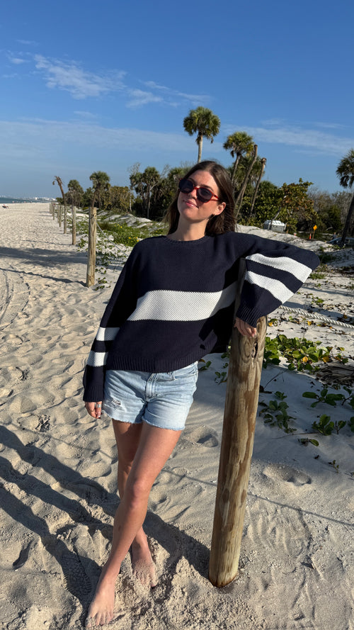 Beachcomber Sweater | Striped White