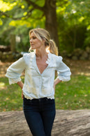 Harlow Lace Top | Blue + White