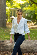Harlow Lace Top | Blue + White