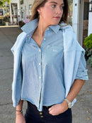 LGC Boyfriend Button Down Shirt | Striped Green