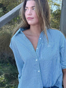 LGC Boyfriend Button Down Shirt | Striped Green