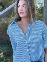 LGC Boyfriend Button Down Shirt | Striped Green