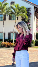 Quinn Wrap Top | Cranberry
