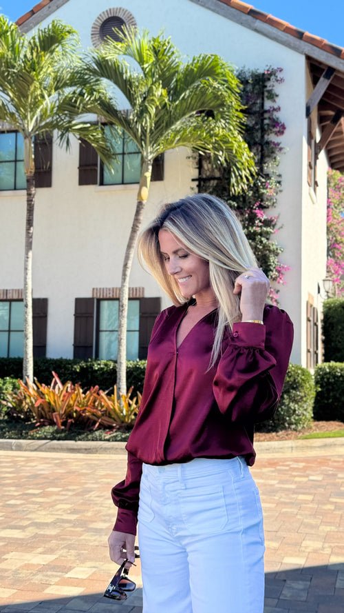 Quinn Wrap Top | Cranberry