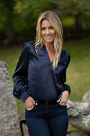 Quinn Wrap Top | Navy