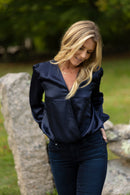 Quinn Wrap Top | Navy