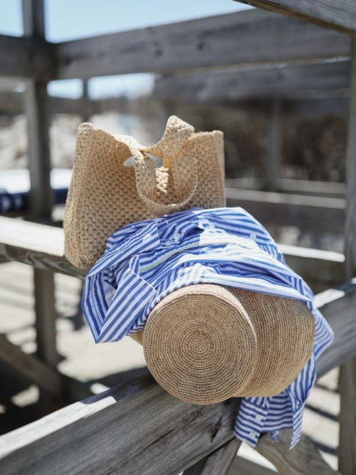 The French Girl Tie Front Shirt | Pacific Blue & Red Stripe